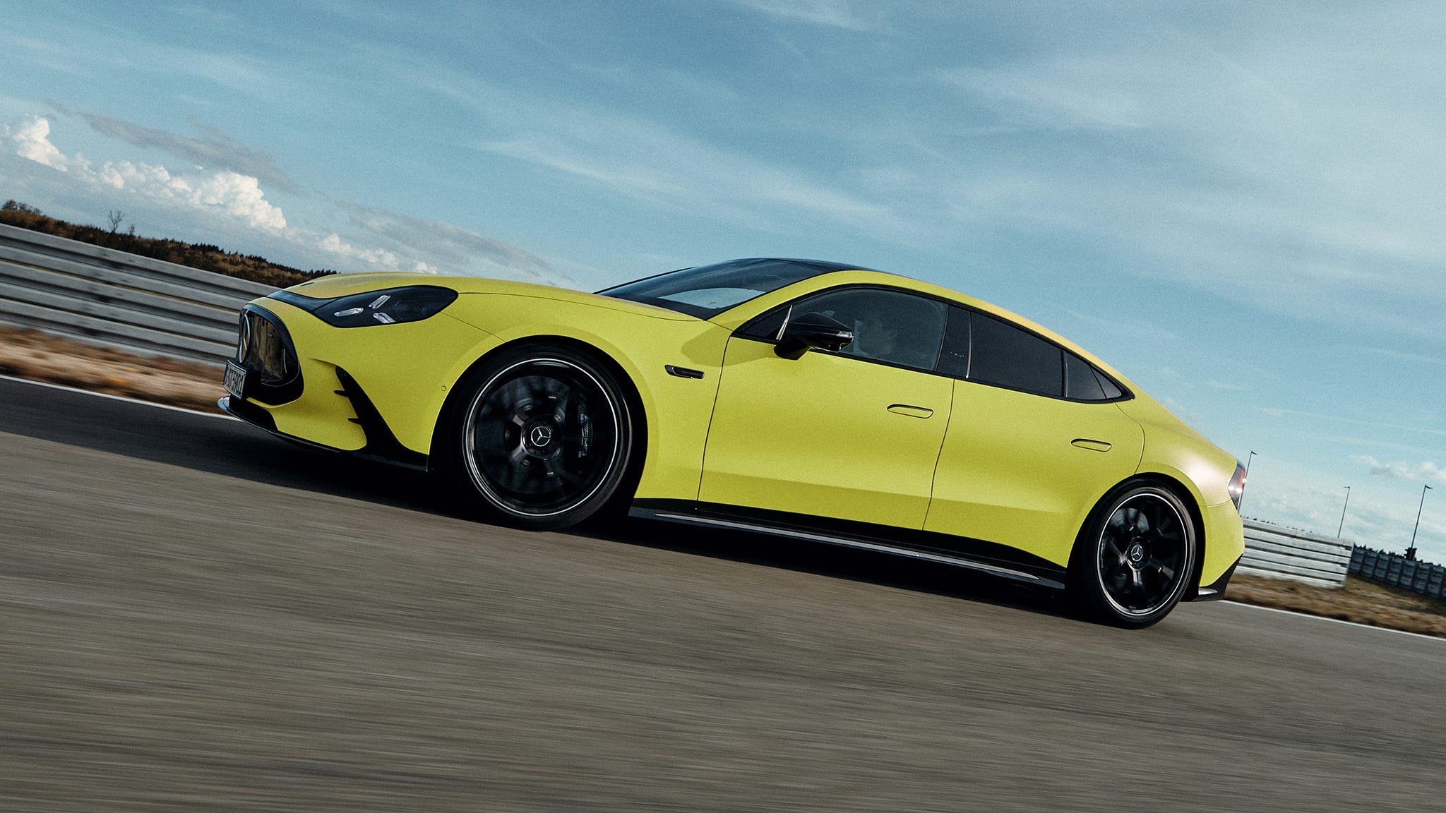 The all-new Mercedes-AMG GT 63 4-Door Coupé, 2026. Mercedes-AMG GT 63 4-Door Coupé | combined energy consumption 21.0-17.9 kWh/100 km | combined CO2 emissions 0 g/km | CO2 class: A // The all-new Mercedes-AMG GT 63 4-Door Coupé, 2026. Mercedes‑AMG GT 63 4-Door Coupé | combined energy consumption 21.0-17.9 kWh/100 km | combined CO2 emissions 0 g/km | CO2 class: A