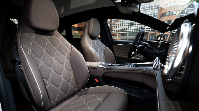 the interior of the C-Class showing the quilted seats