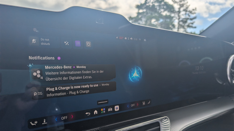The AI Assistant icon on the digital dashboards of the electric Mercedes-Benz C-Class